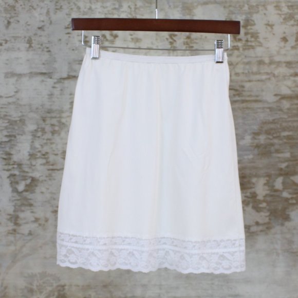 Vintage Other - ⬇️ Vintage 60s Mini Skirt Slip Short S Ivory Lace